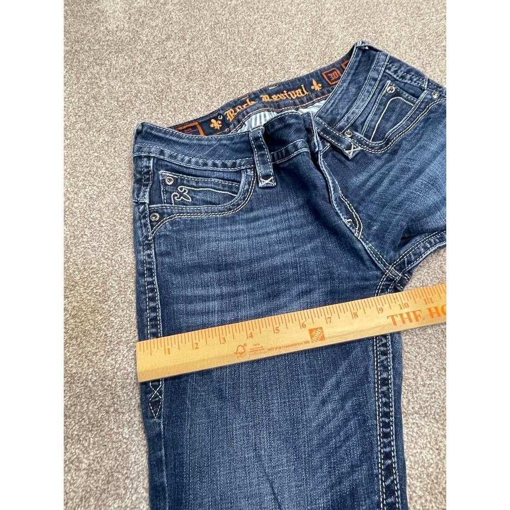Rock Revival chrissie straight jeans size 30 low rise dark wash flip pocket Y2K - Picture 6 of 12